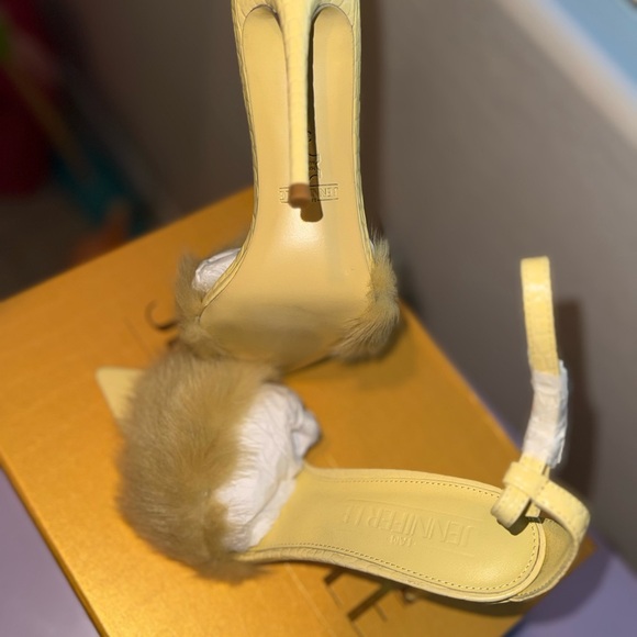 Faux Fur Pointed Toe Stiletto Sandals in Tan - Picture 3 of 6